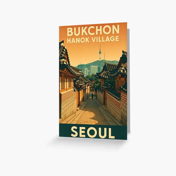 Item preview, Bukchon Hanok Village at Sunset, Seoul South Korea designed and sold by Aryabek.