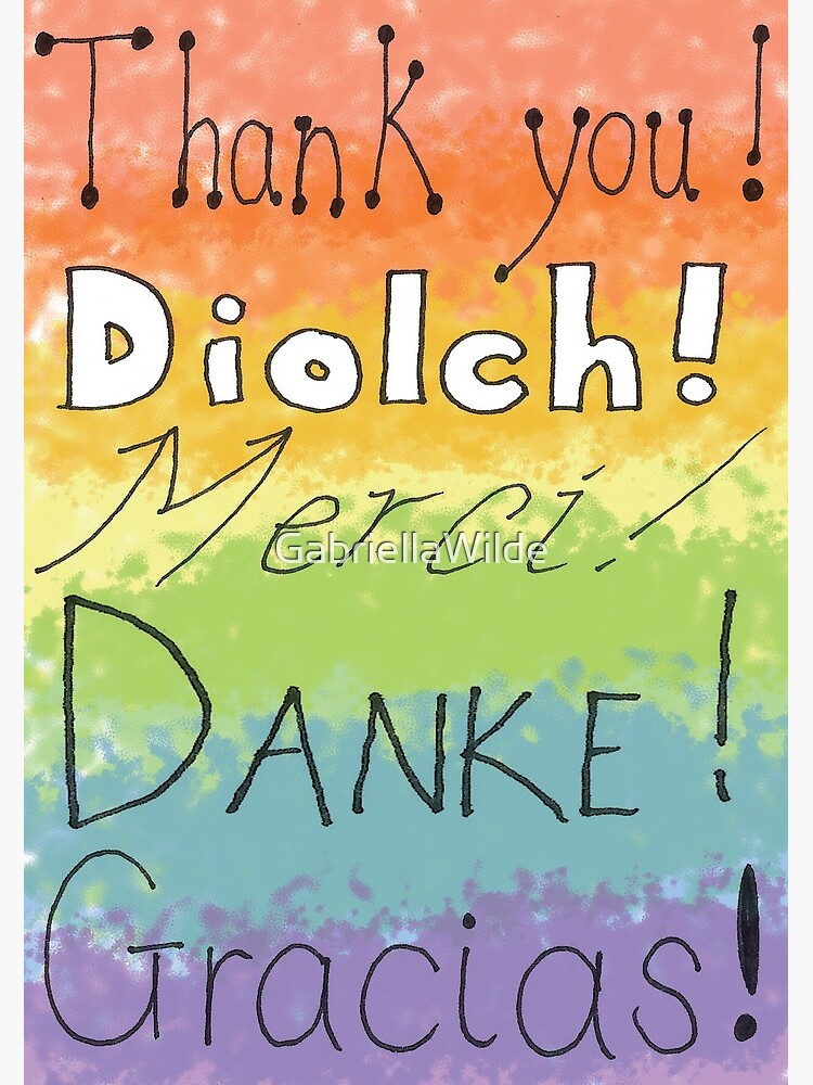 Danke Englisch Walisisch Franzosisch Deutsch Spanisch Postkarte Von Gabriellawilde Redbubble