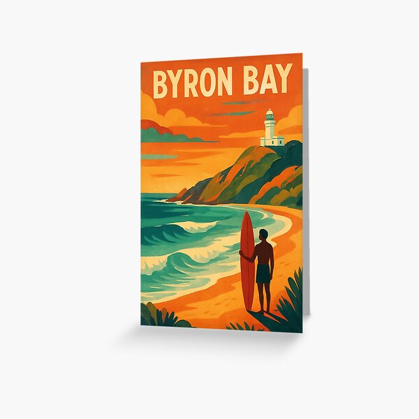 Item preview, Surfer and Lighthouse Coastline at Byron Bay, Australia designed and sold by Aryabek.