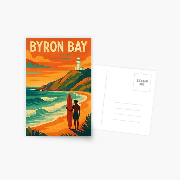 Item preview, Surfer and Lighthouse Coastline at Byron Bay, Australia designed and sold by Aryabek.