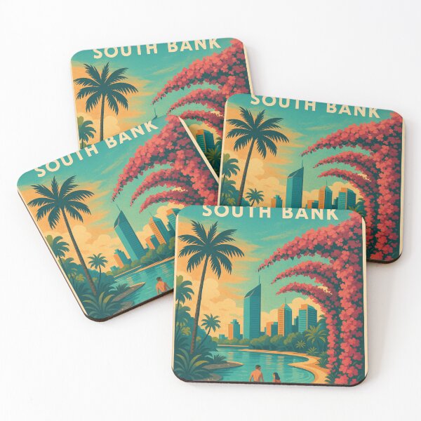 Item preview, Palm-Fringed Lagoon and Brisbane City Skyline, South Bank Queensland designed and sold by Aryabek.