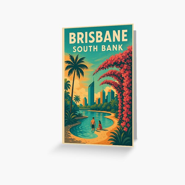 Item preview, Palm-Fringed Lagoon and Brisbane City Skyline, South Bank Queensland designed and sold by Aryabek.