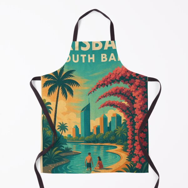 Item preview, Palm-Fringed Lagoon and Brisbane City Skyline, South Bank Queensland designed and sold by Aryabek.
