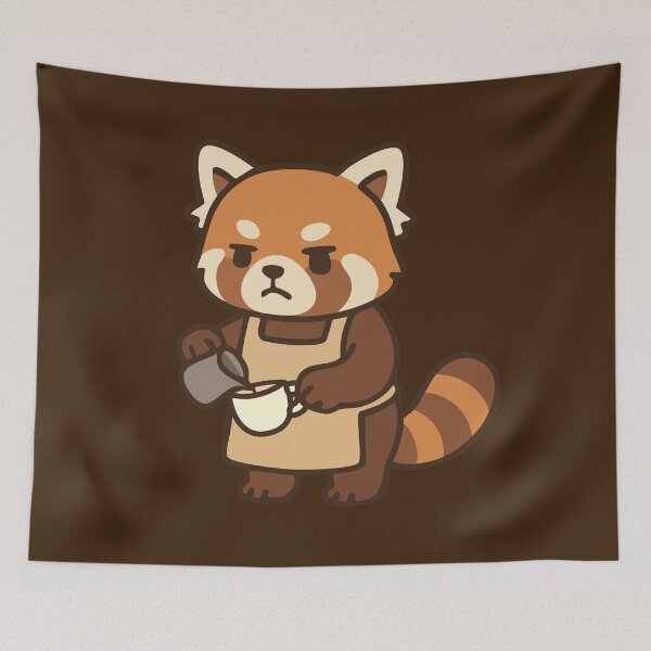 Item preview, Red Panda Barista designed and sold by Melnick's Designs.