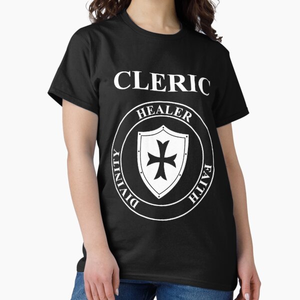 Vista previa del artículo con la obra «Cleric Fantasy RPG Class Healer Shield», diseñado y vendido por Agema Apparel.