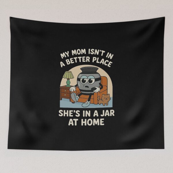 Item preview, Funny Dark Humor Urn Cartoon – Mom in a Jar at Home Design designed and sold by love3617.
