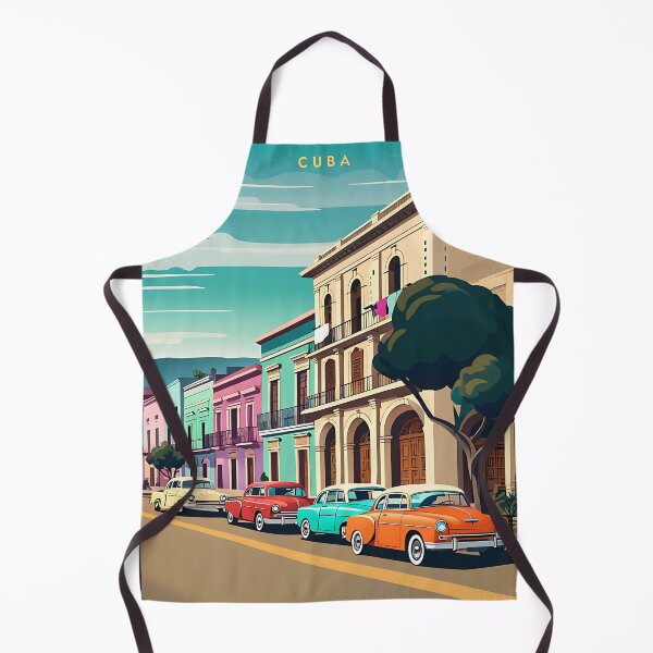Item preview, Vibrant Cartoon Havana Street Scene with Classic Cars Poster designed and sold by FestivityFinds.