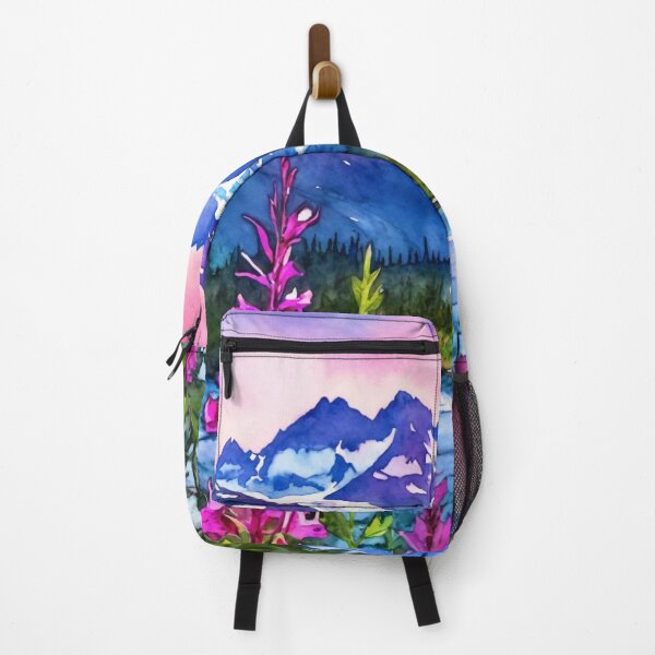 Item preview, Alaskan Wild – Glacier Mountains and Fireweed in Watercolor designed and sold by Alaska Magick.