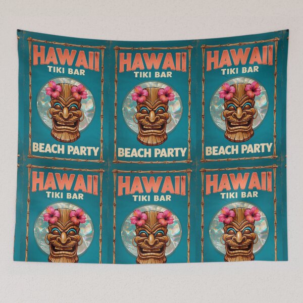 Item preview, Vibrant Vintage Hawaii Tiki Bar Beach Party Poster designed and sold by FestivityFinds.