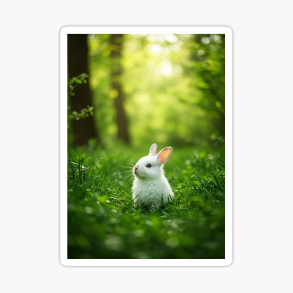 Nature’s Easter – Woodland Bunny Greeting 01 Sticker