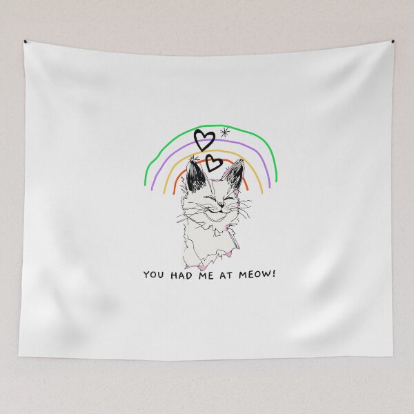 Item preview, You had me at meow!. Goofy, weird and fun artwork by wonkydoodlein. Funny cat t-shirt. Version 4 designed and sold by wonkydoodleink.