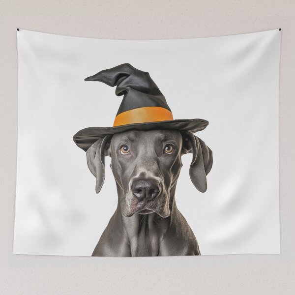 Item preview, Great Dane Dog Wearing Halloween Witch Hat designed and sold by LazyOwlStore.