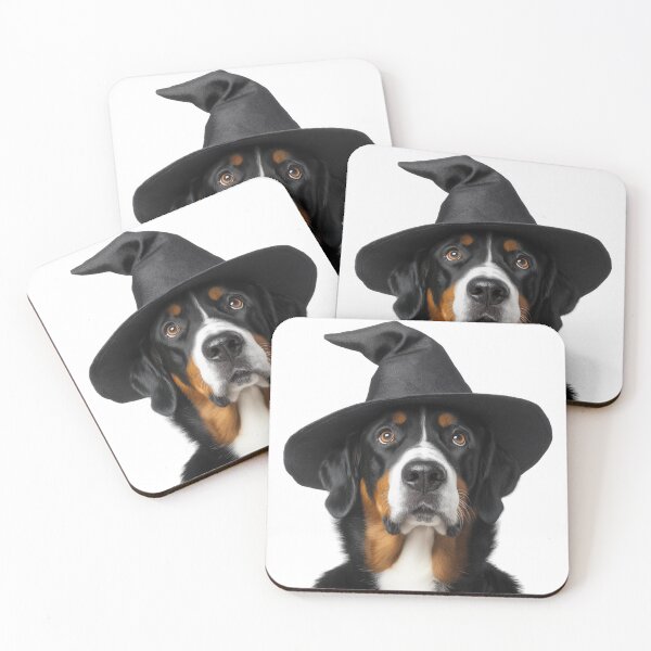 Item preview, Greater Swiss Mountain Dog Wearing Halloween Witch Hat designed and sold by LazyOwlStore.