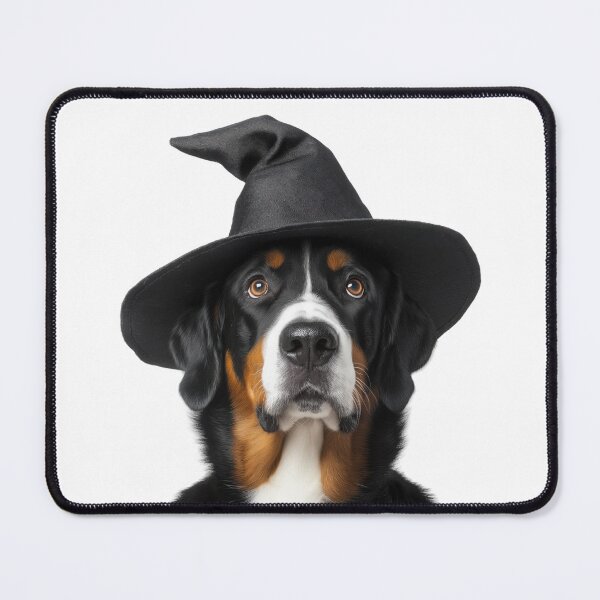 Item preview, Greater Swiss Mountain Dog Wearing Halloween Witch Hat designed and sold by LazyOwlStore.