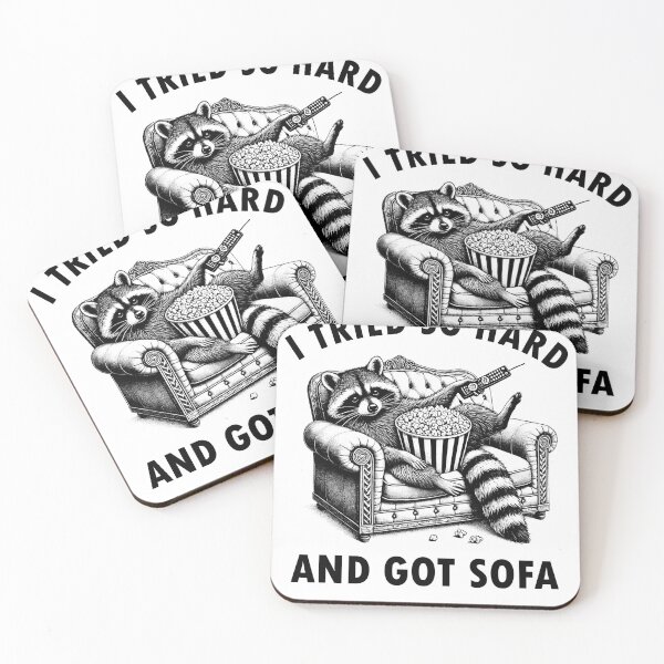 Item preview, I Tried So Hard and Got Sofa Funny Raccoon Sofa Meme Vintage Retro 90s Lover designed and sold by Kimberley King Art  King Art.