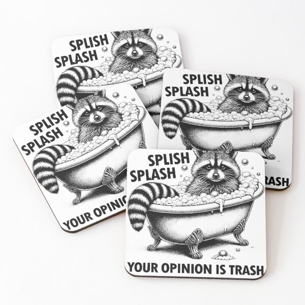 Item preview, Splish Splash Your Opinion is Trash Vintage Meme Raccoon Funny Retro 90s Raccoon designed and sold by Kimberley King Art  King Art.