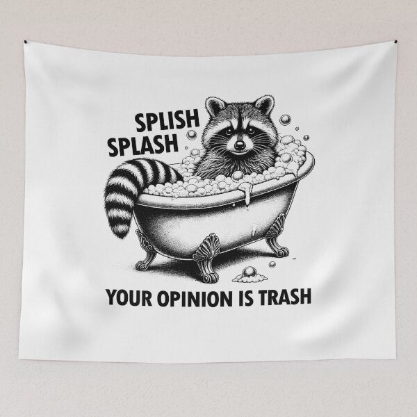 Item preview, Splish Splash Your Opinion is Trash Vintage Meme Raccoon Funny Retro 90s Raccoon designed and sold by Kimberley King Art  King Art.