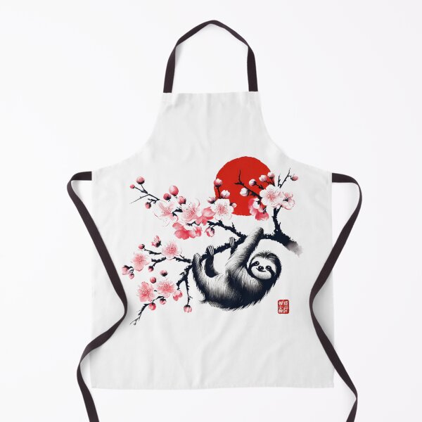 Item preview, Sloth Red Sun Cherry Blossom Japanese Art Tree designed and sold by Kimberley King Art King Art.