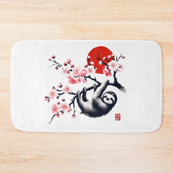 Item preview, Sloth Red Sun Cherry Blossom Japanese Art Tree designed and sold by Kimberley King Art  King Art.