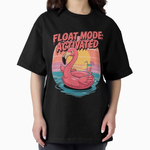 Vista previa del artículo con la obra «Modo flotador activado – Arte de piscina con flamencos retro», diseñado y vendido por EpicMediaShop.
