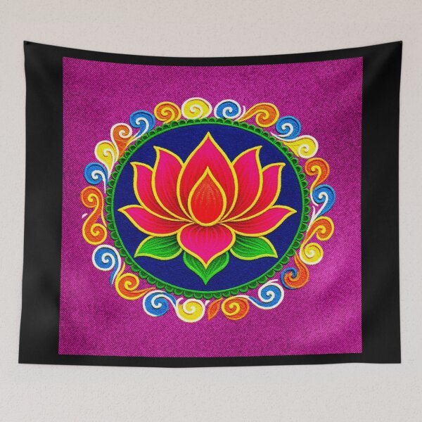 Item preview, Pink Lotus/muggu/ kolam/Lotus Flower Rangoli powder designed and sold by ShreecreatE.