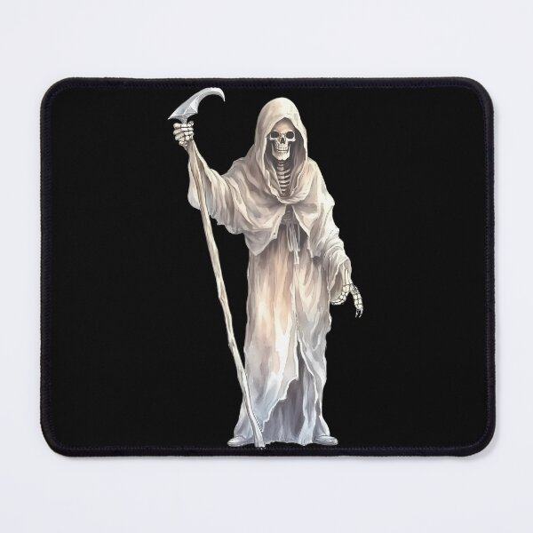 Item preview, Skeleton dressed in white and gray robe holding a scythe in his hand designed and sold by RWT-Design.
