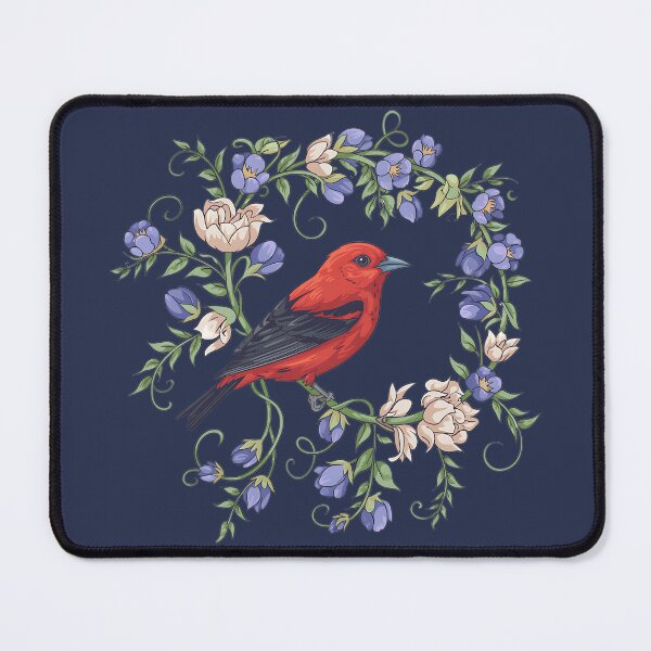 Item preview, Floral Harmony: Scarlet Tanager Serenade designed and sold by BirdsnStuff.