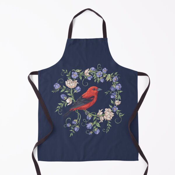Item preview, Floral Harmony: Scarlet Tanager Serenade designed and sold by BirdsnStuff.