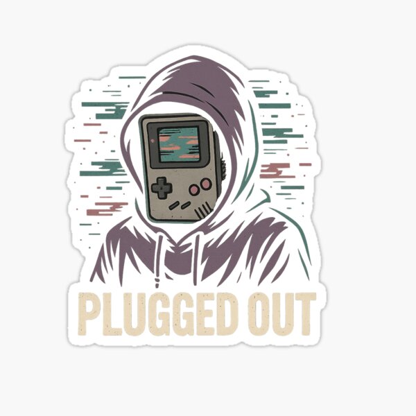 Vista previa del artículo con la obra «Diseño de sudadera con capucha de jugador retro: Plugged Out», diseñado y vendido por WJTNology.
