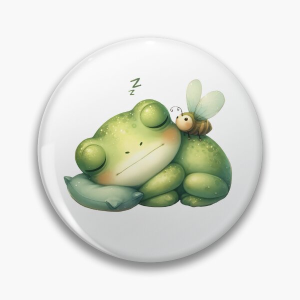 Item preview, Sleeping Frog with Fly, Watercolor Cottagecore Nap Time Art designed and sold by Adorablehaunts.