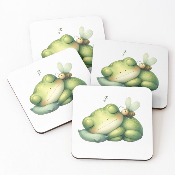 Item preview, Sleeping Frog with Fly, Watercolor Cottagecore Nap Time Art designed and sold by Adorablehaunts.
