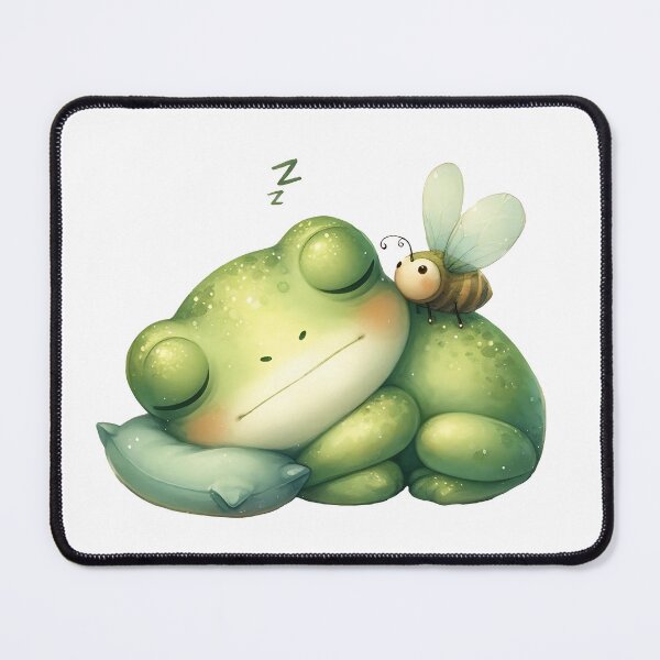Item preview, Sleeping Frog with Fly, Watercolor Cottagecore Nap Time Art designed and sold by Adorablehaunts.