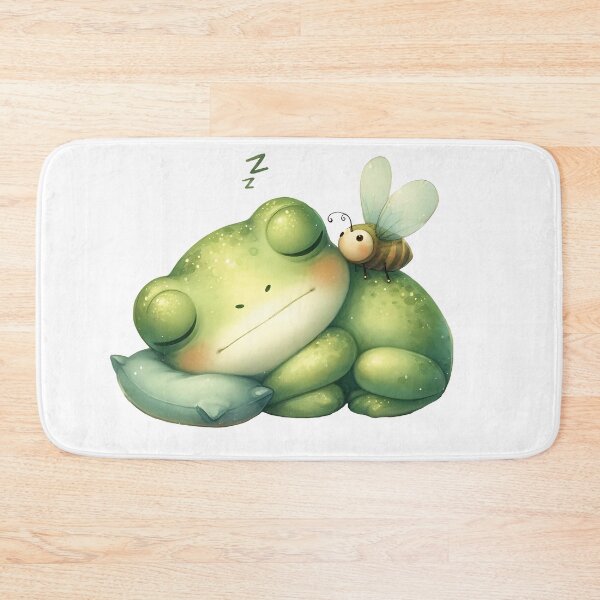Item preview, Sleeping Frog with Fly, Watercolor Cottagecore Nap Time Art designed and sold by Adorablehaunts.