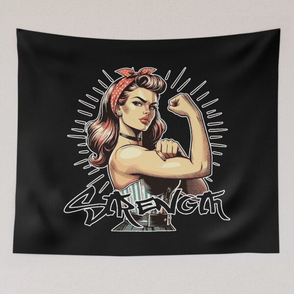 Item preview, Strength strong woman rockabilly style gift designed and sold by Pineapple-Tree.