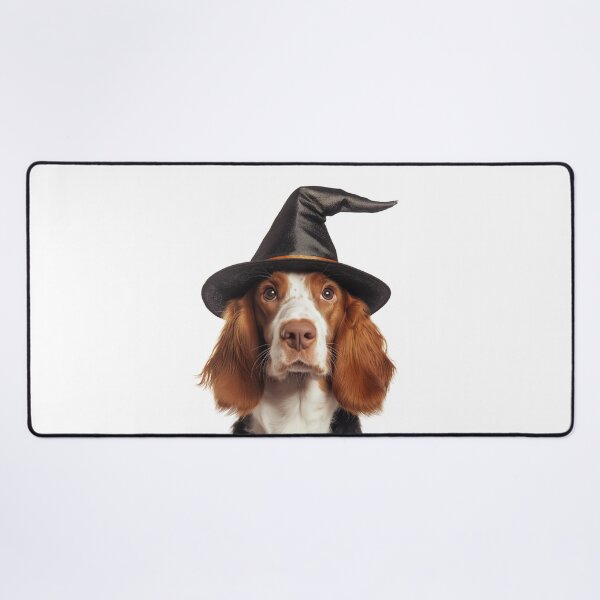 Item preview, Irish Red and White Setter dog Wearing Halloween Witch Hat designed and sold by LazyOwlStore.