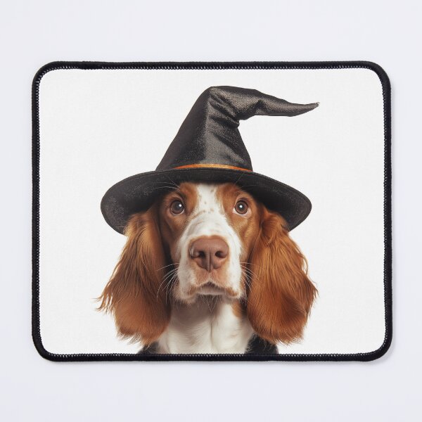 Item preview, Irish Red and White Setter dog Wearing Halloween Witch Hat designed and sold by LazyOwlStore.