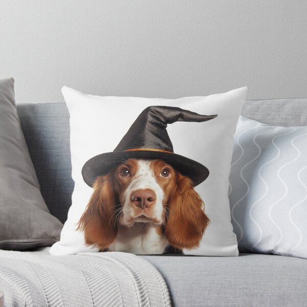 Item preview, Irish Red and White Setter dog Wearing Halloween Witch Hat designed and sold by LazyOwlStore.
