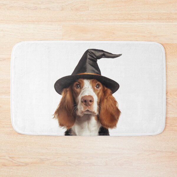Item preview, Irish Red and White Setter dog Wearing Halloween Witch Hat designed and sold by LazyOwlStore.