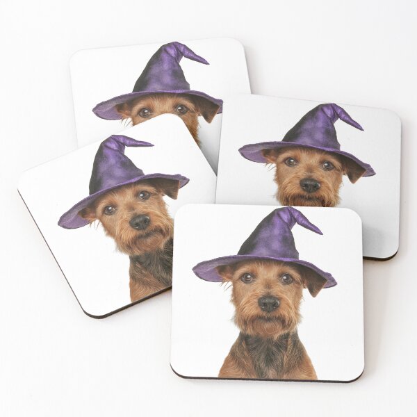 Item preview, Irish Terrier Dog Wearing Halloween Witch Hat designed and sold by LazyOwlStore.