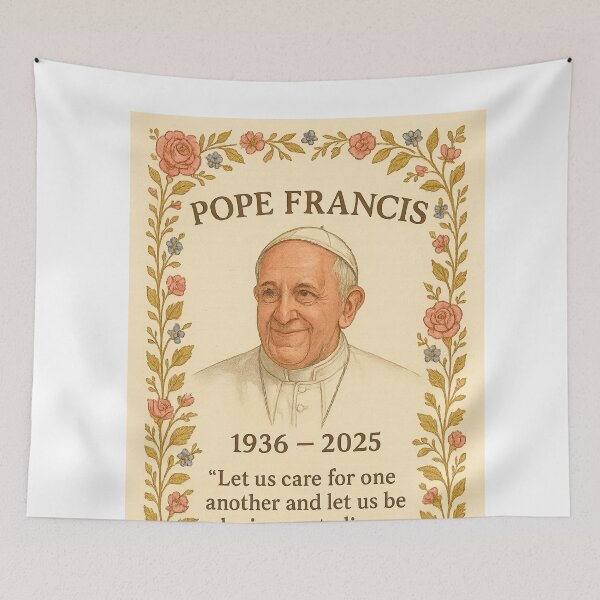 Item preview, Rosy Floral Pope Tribute – RIP Pope Francis 1936–2025 designed and sold by Aryabek.