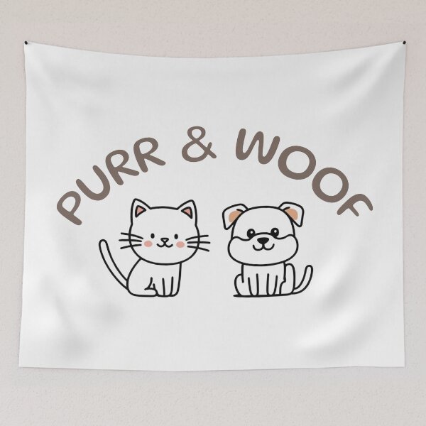 Item preview, Purr & Woof – Kawaii Black Cat and Puppy Pair" designed and sold by THKR-Co.