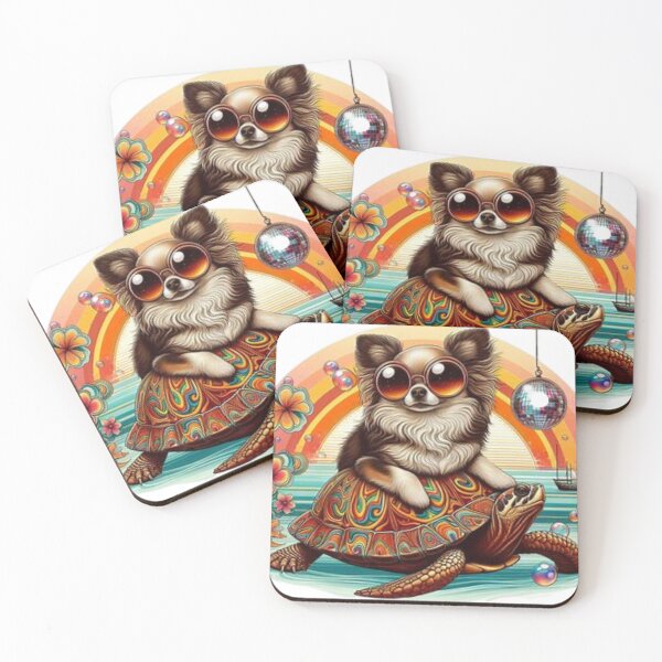 Item preview, Vintage Chihuahua on Turtle Ride – Whimsical Ocean Sunset” designed and sold by Iuqiune.