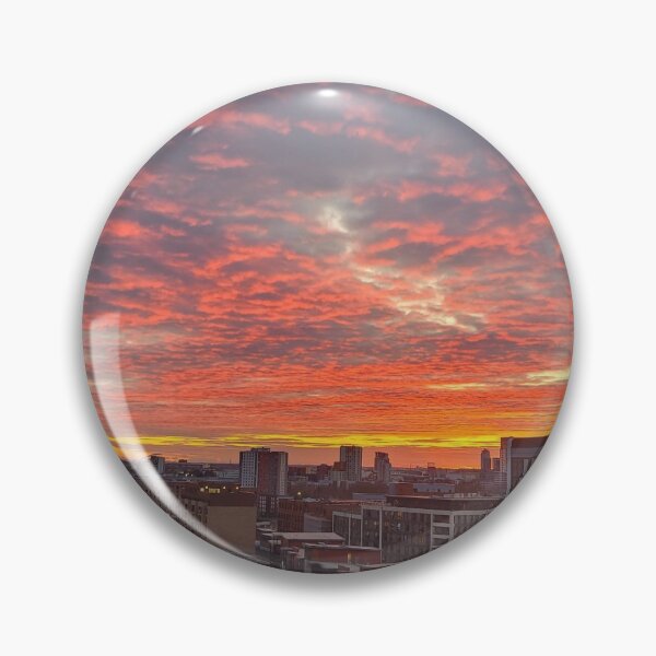 Item preview, Fiery Sunrise Over Manchester Cityscape designed and sold by Droneratravels.