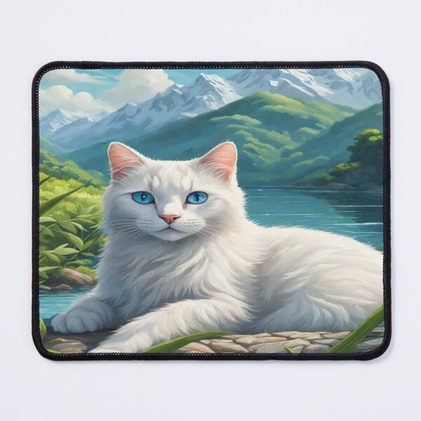 Item preview, Majestic white cat in idyllic mountain landscape designed and sold by FotoworldEdel.