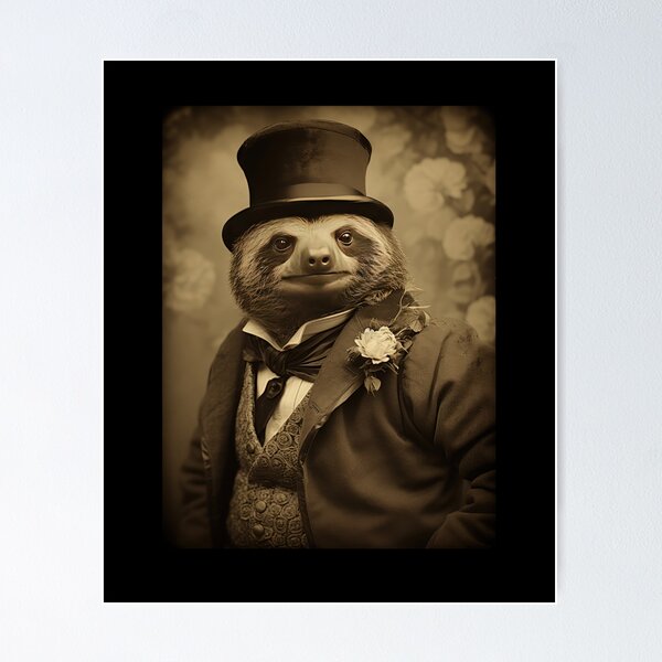 Item preview, Vintage Sloth In Top Hat designed and sold by RockFireMerch.