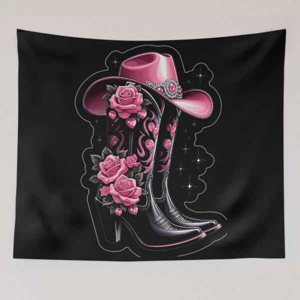 Artikelvorschau, Schwarze Stiefel, rosa Rosen und Bling entworfen und verkauft von Andyt.