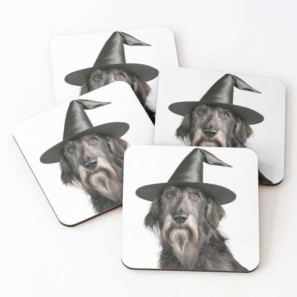 Item preview, Irish Wolfhound Dog Wearing Halloween Witch Hat designed and sold by LazyOwlStore.