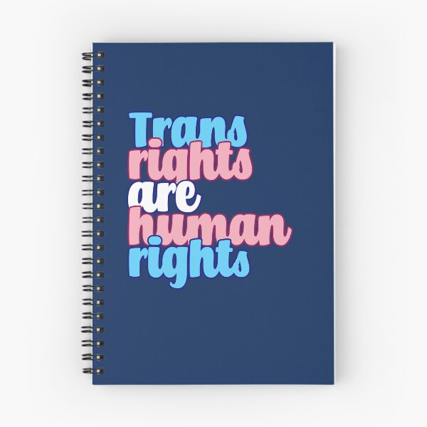 Item preview, Trans rights are human rights in LGBTQIA+ trans flag pride colours designed and sold by ScribbleBloom.