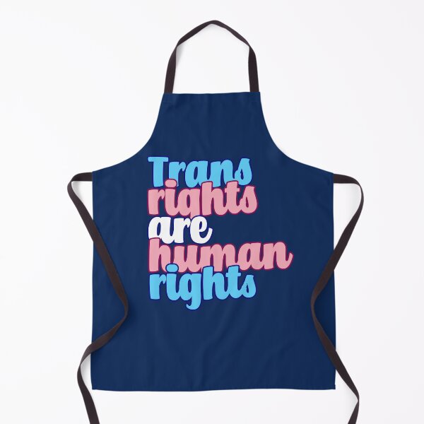 Item preview, Trans rights are human rights in LGBTQIA+ trans flag pride colours designed and sold by ScribbleBloom.