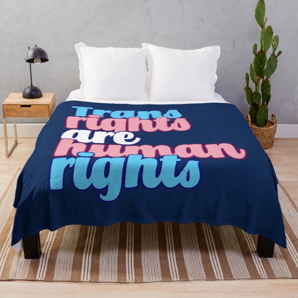Item preview, Trans rights are human rights in LGBTQIA+ trans flag pride colours designed and sold by ScribbleBloom.